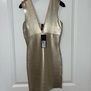 GUESS BY MARCIANO GOLD SAMIRA BANDAGE DRESS